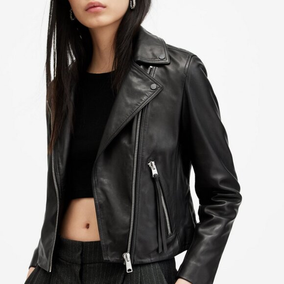 All Saints Women's Leather Biker Jacket - Picture 3 of 8